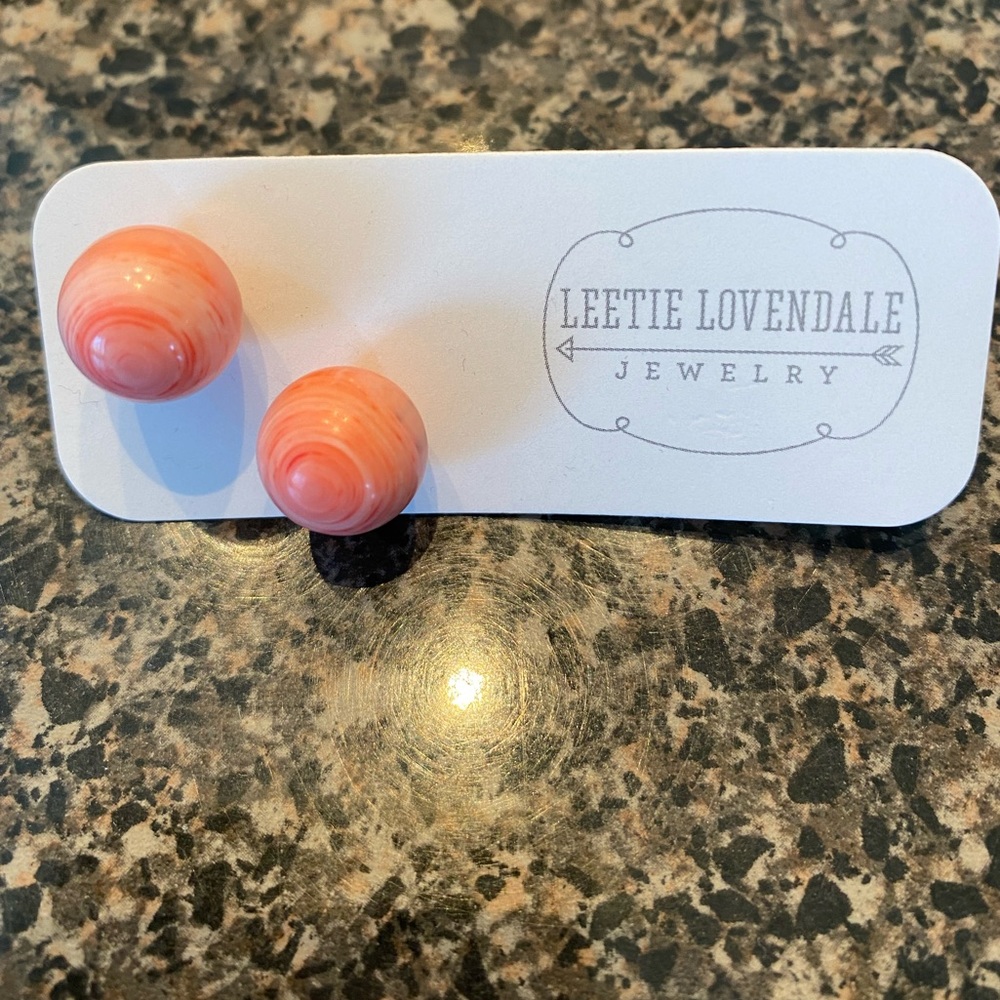 Leetie Lovendale Pink Marbled Stud Earrings